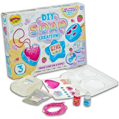 Image of Quickdraw Kids Soap Making Craft Activity Kit Makes 3 Soaps with Sparkles &amp; Fragrances for Ages 12 Years+