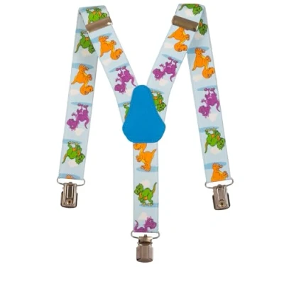 Image of Olata Children’s Elasticated Dinosaur Design Y Shape Braces/Suspenders (1 5 Years) 2.5cm. Light Blue