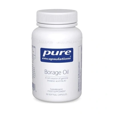 Image of Pure Encapsulations Borage Oil 200mg GLA per Capsule Rich Source of Gamma Linolenic Acid 60 Softgel Capsules