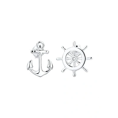 Image of Elli Women Genuine Jewellery Earrings Stud Ear Steering Wheel Anchor 925 Sterling Silver