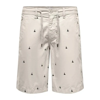 Image of ONLY &amp; SONS Men&#039;s Onsloc 0157 Shorts, Moonstruck/Detail: emb, S