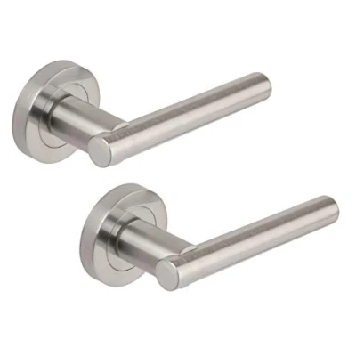 Image of Excel Sultan Passage Door Handles on Round Rose, Satin Chrome