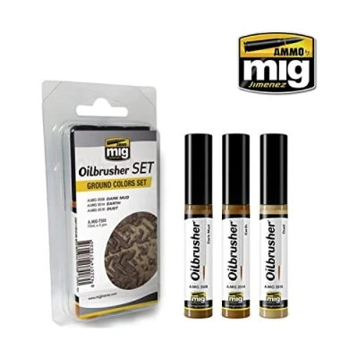 Image of AMMO MIG 7503 Ground Colors Oilbrushers Set, Multicolour, 3 Count (Pack of 1)