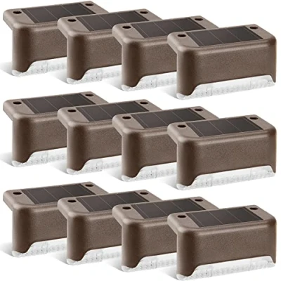 Image of GIGALUMI Solar Deck Lights 12 Pcs Step Bronze Fence Waterproof for Outdoor Pathway, Yard, Patio, Stairs, and Fences. (Warm White)