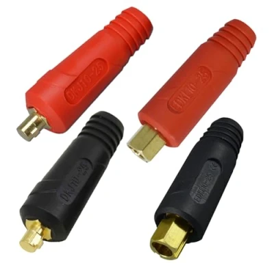 Image of RIVERWELD TIG Welding Cable Panel Connector Plug DKJ10 25 &amp; EDKL10 200Amp Dinse Quick Fitting Pack of 4