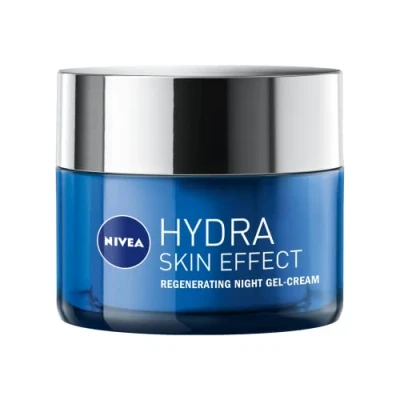 Image of NIVEA Hydra Skin Effect Regeneration Night Gel (50ml), Lightweight Evening Face Charged with Hyaluronic Acid, Based Moisturiser Provides 72H Hydration