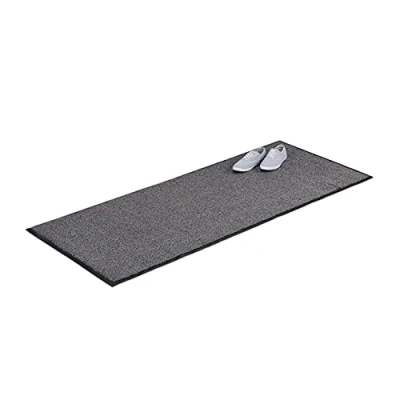 Image of Relaxdays Grey Dirt Trapping Mat, Indoor Doormat, Large Catcher, Thin Door 80x200 cm, Black