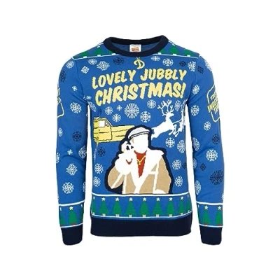 Image of Only Fools and Horses Official Knitted Christmas Jumper Sweater Del Boy (M) Blue Medium