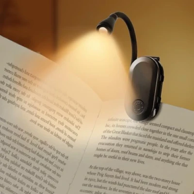 Image of TOZKZO Reading Light, Book Light Rechargeable 3 Eye Protecting Modes Lamp (White/Warm/Natural), 360Flexible Gooseneck Clip on