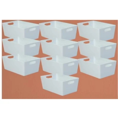 Image of Studio Storage Baskets WHITE Sized Wham 4.02 (10 Pack), Shelf Storage, Wardrobe Display Boxes.