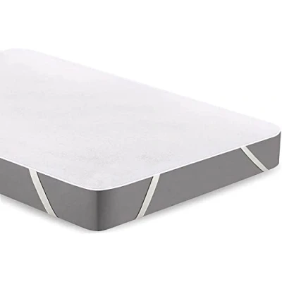 Image of Extra Deep Terry Mattress Protector Breathable Cotton Top Cover with Elastic Corner Straps(Small Double 4Ft)