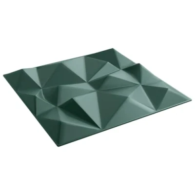 Image of vidaXL Green XPS Foam Wall Panels Wallpaper Tiles 50 x cm, Water Resistant, DIY, Artistic Diamond Pattern, 12 pcs (3 m² Coverage)
