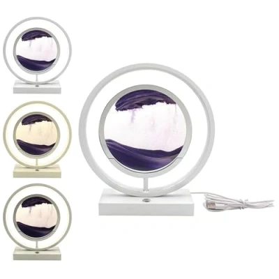 Image of Lesser &amp; Pavey Quicksand Lamp with Light for Decor Rotatable Moving Sand Art Night Artistic Gift Home Desk Purple