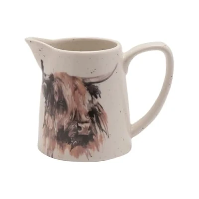 Image of Widdop Ceramic Mini Jug Highland Cow with Speckled Effect by Meg Hawkins Lovely Gift Idea