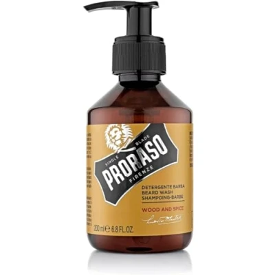 Image of Proraso Beard Wash Wood &amp; Spice, 200ml, Scented Shampoo Softens, Conditions, and Gently Removes Impurities, Made in Italy