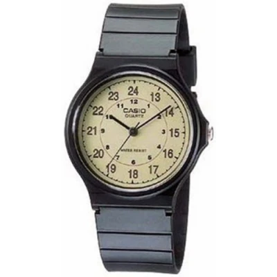 Image of Casio Men&#039;s Classic Analog MQ24 9B Black Resin Quartz Watch with Beige Dial