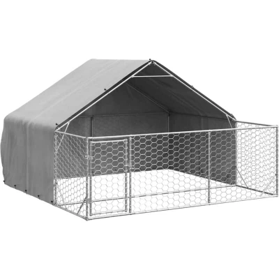 Image of vidaXL Outdoor Dog Kennel with Run 3x3x1.9 m Galvanised Steel