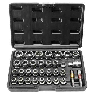 Image of VEVOR Bolt Extractor Set, 29 Piece and Nut Remover 6mm to 10mm, 13/32&quot; 3/4&quot;, CR MO Steel Extraction Socket Set with Storage Case, for Removing Damaged Rusted Bolts, Nuts Screws