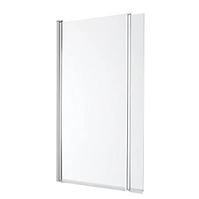 Image of Milano Portland 1400mm x 800mm Chrome Shower Bath L Shape Glass Screen