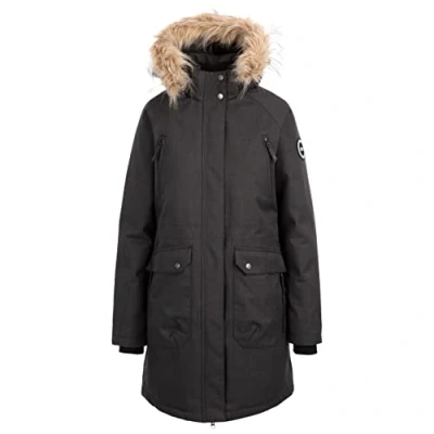 Image of DLX Womens Down Jacket Long Length Full Front Zip Detachable Hood Fur Trim Dana