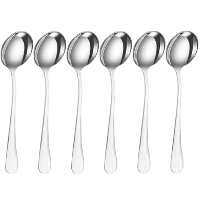 Image of SDMAX 6 Pc Round Soup Spoons Stainless Steel Spoon for Soup, Dinner, Kitchen, Cutlery Set Pack of