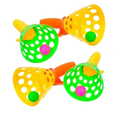 Image of Click and Catch Ball Launcher Set with Four Launchers 6 Balls, Fun Outdoors Garden &amp; Beach Toy Game for the Whole Family, Develops Hand eye Coordination (Click Catch, 2 Sets of Pack)