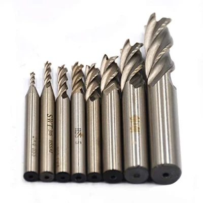 Image of 8Pcs End Mill Bits HSS CNC Cutter Drill for Wood, Aluminum, Steel, Titanium, Straight 4
