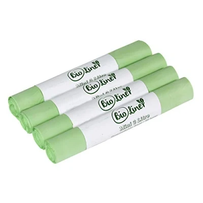 Image of Mini 3L Compostable Caddy Bags 100 Liners Kitchen Worktop Compost Food Waste Bin for EN13432