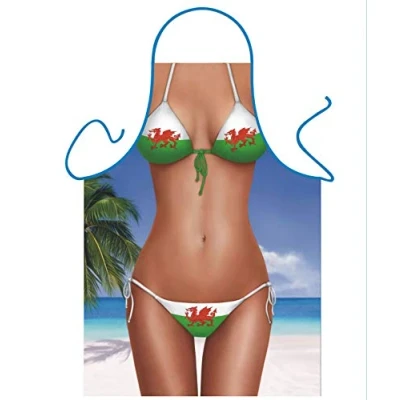 Image of Iconic Aprons Welsh Bikini Apron, Polyester, Multi Colour, 79 x 56 0.1 cm