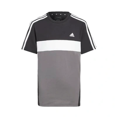 Image of adidas Unisex Kids Tiberio 3 Stripes Colorblock Cotton Short Sleeve T Shirt, 11 12 Years