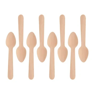 Image of GoCoPack Wooden Cutlery: Pack of 100 Disposable 11cm Tea Spoons Eco Friendly 100% Compostable and Biodegradable