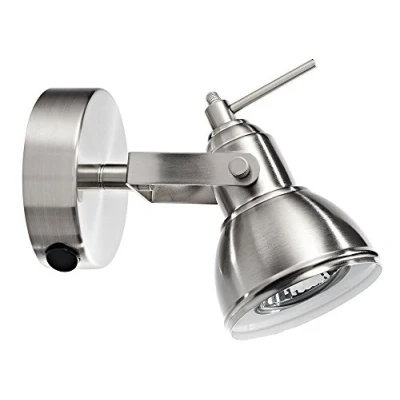 Image of Unique Industrial Designed Satin Nickel Switched Wall Spot Light by Happy Homewares