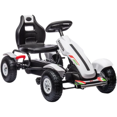 Image of HOMCOM Children Pedal Go Kart, Kids Ride On Racer with Adjustable Seat, Inflatable Rubber Tyres, Handbrake, for Ages 5 12 Years White