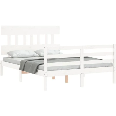 Image of vidaXL Bed Frame without Mattress White 140x190 cm Solid Wood