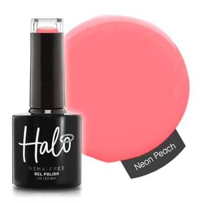 Image of Halo Gel Polish 8ml Neon Peach. UV/LED Nail Polish, Long Lasting &amp; Easy To Apply. Soak Off Art Colours For Manicure Pedicure. Professional Home Use.