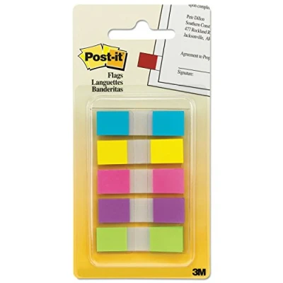 Image of Post it Flags 6835CB2 Page in Portable Dispenser, 5 Bright Colors, Dispensers, 20 Flags/Color (6835CBEU)