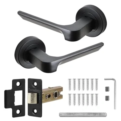 Image of Decoranddecor Black Door Handles Internal Sets, Handle Set, Matt Internal, Interior Mirage Range (2.5 Inch Latch)