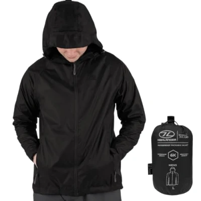 Image of Highlander Men’s Waterproof Jacket Stow &amp; Go Packaway Ultimate Protection, Lightweight Breathable, Perfect for Everyday and Outdoor Adventures