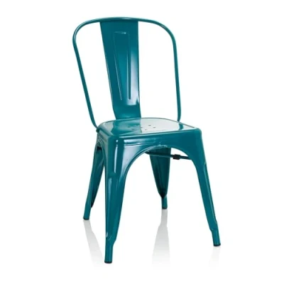 Image of hjh OFFICE 645052 Bistro Chair VANTAGGIO COMFORT Metal Petrol in Industrial Design Stackable