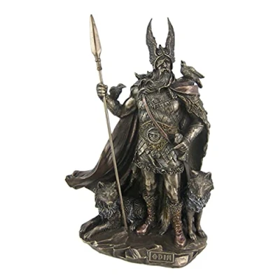 Image of Norse God Odin Bronze Finish Statue Viking Pagan