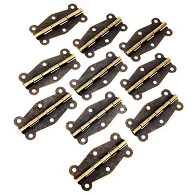 Image of 10Pcs 51x24mm Brass Vintage Butterfly Shaped Hinge Furniture Cabinet Drawer Door Hinges Hardware