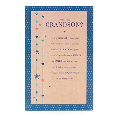 Image of Grandson Birthday Card For with Nice Words Sentimental Gift Him