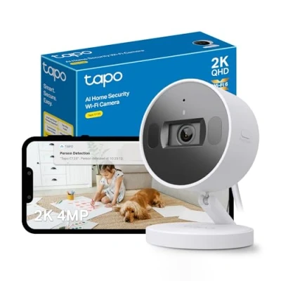 Image of Tapo Smart Security Indoor Camera, AI detection, Privacy Shutter, 2K QHD CCTV Image Enhancement, 140 Wide FOV, Night Colour Vision, Local and cloud storage, Magnetic Mounting (Tapo C125)