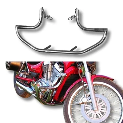 Image of BM UK VS800 Stainless steel Highway Engine Crash Bar Protector Safety Guard with built in foot rest pegs Suzuki VS 600 700 750 800 Intruder S50 Boulevard