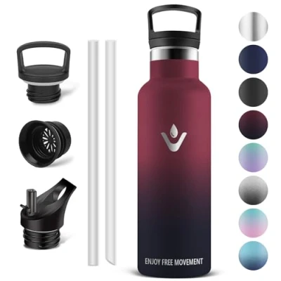Image of Vikaster Insulated Bottle, 500 ml Thermos Flask, BPA Free Drinking Bottle with Straw, for School, Sports, Bike, Camping, Fitness, Outdoor