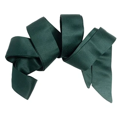 Image of Maya Deluxe Women&#039;s Belt Ladies Satin Sash Waist Tie Ribbon Bow Accessory for Bridesmaids Bridal Wedding Prom Evening Occasion, Emerald Green, S M