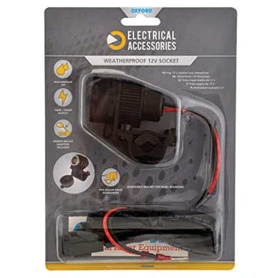 Image of Oxford EL101 12V Std Accessory Plug Socket and 1.2mtr 10Amp Fused for Motorcycle etc