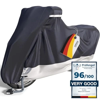 Image of VELMIA Motorcycle Cover Waterproof Outdoor [XXL] Premium Bike for Harley Davidson Moped Cover, Scooter Heat Resistant &amp; Breathable