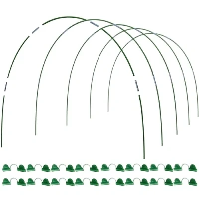 Image of MAXPACE Greenhouse Hoops, DIY Plant Support Garden Stakes, Rust Free Grow Tunnel up to 7ft Long Fiberglass Hoops Frame for Fabric, Green, 25pcs