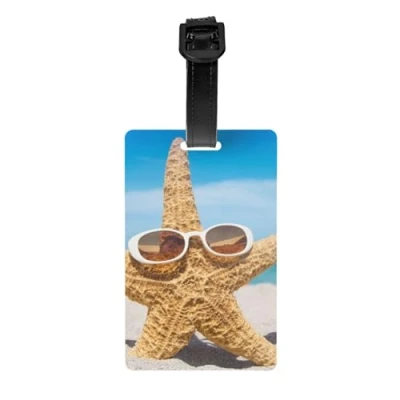 Image of Starfish with Sunglasses Luggage Tags EyeCatching Bag for Easy Identification,to Provide Convenience and Style During Your Travels.